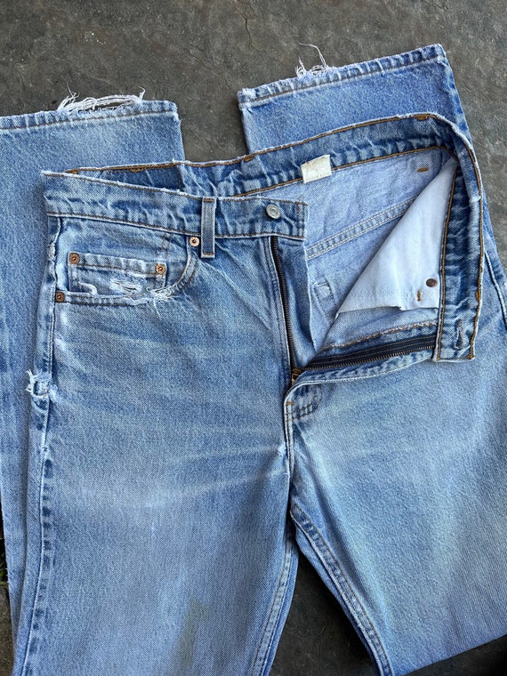 Vintage Levis 517 W31 L32 Jeans blau Stonewash verblasst rote 