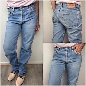Levi&#39;s 501 vintage w29 L33 jeans 501s blue stonewash faded 90s Levis straight leg buttonfly regular fit USA 1994
