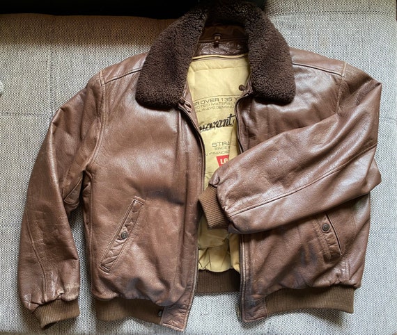 Levis Vintage Bomber Jacket Leather 90s Brown 