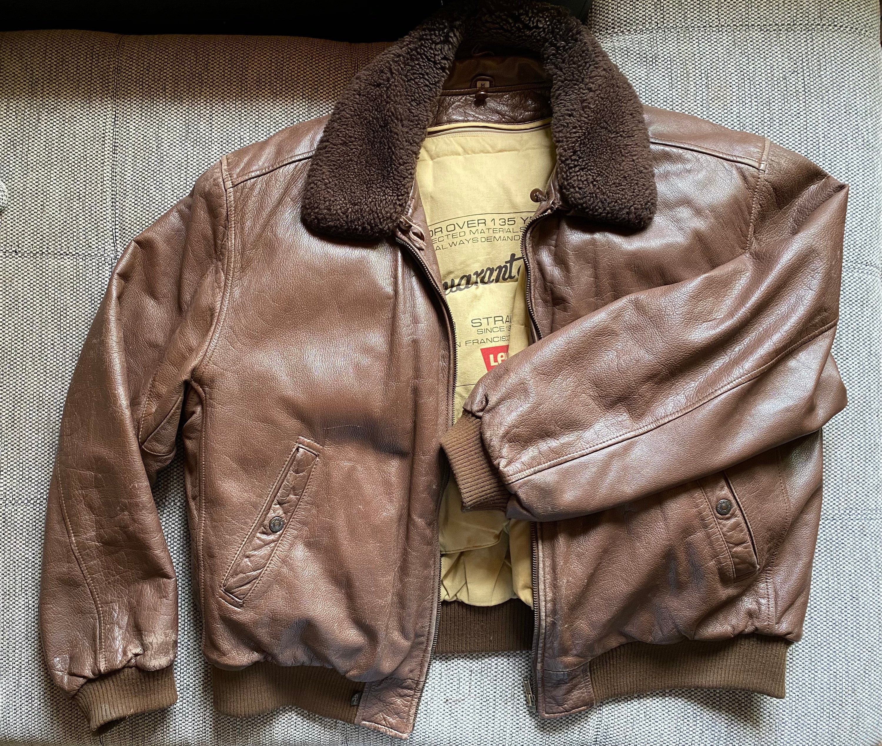 Original 1950s Levis Casuals Bomber Jacket in Sand and Brown 