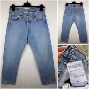 Levis 501 vintage w31 L30 blue stonewash jeans 90s straight leg buttonfly regular fit Levi’s denim UK 1999