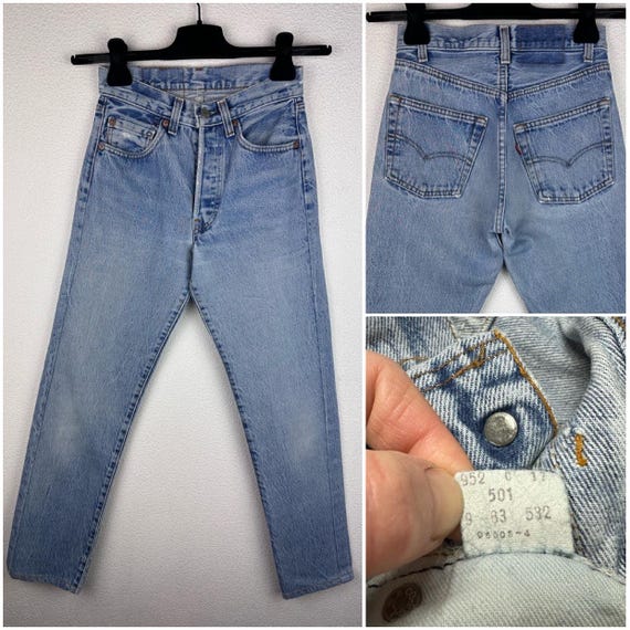 Levis 501 Vintage W23 L28 Blue Stonewash Jeans 80s Slim Skinny