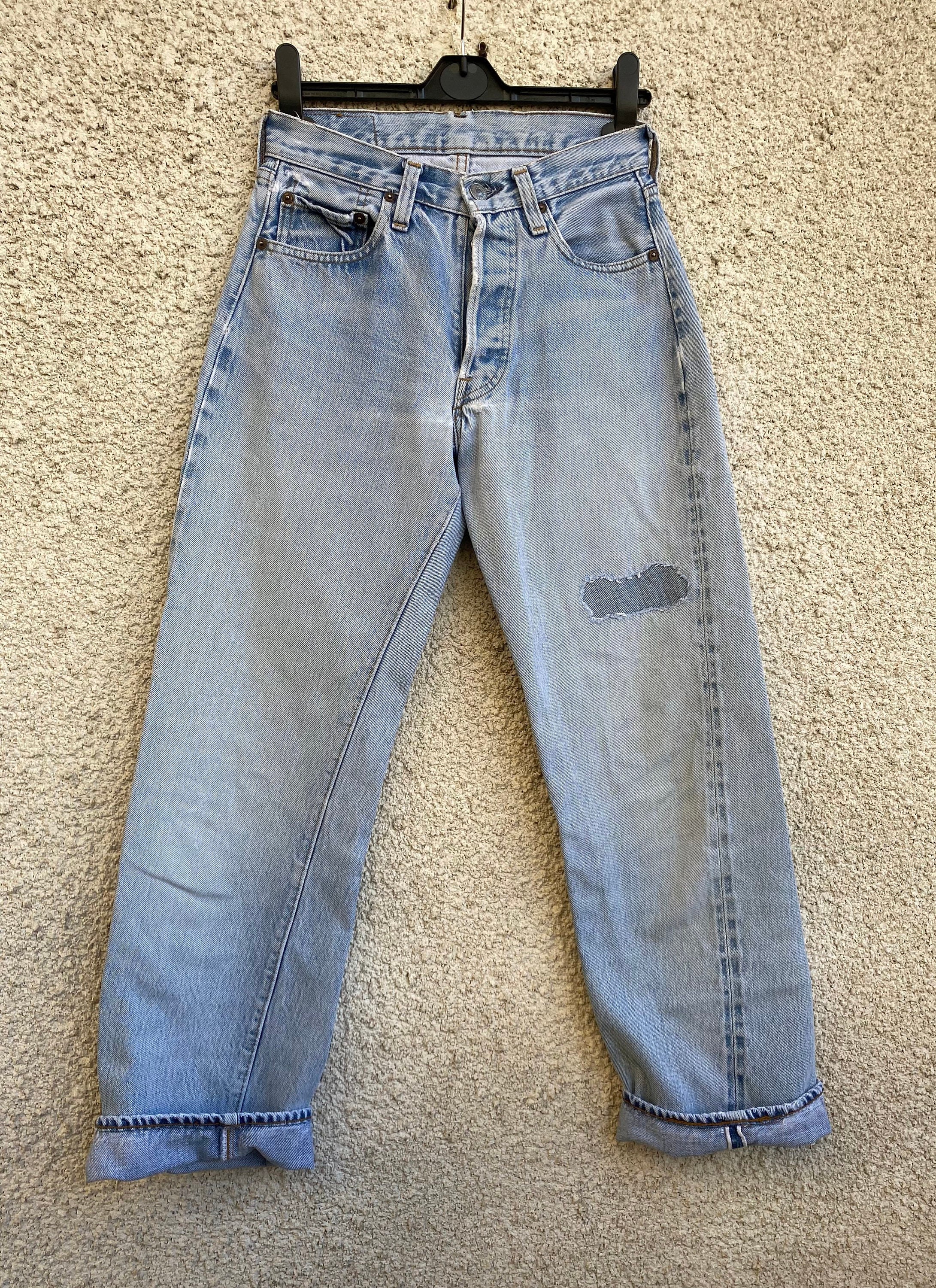 Levis 501 Selvedge Redline Vintage W24 L28 Faded Light Blue - Etsy