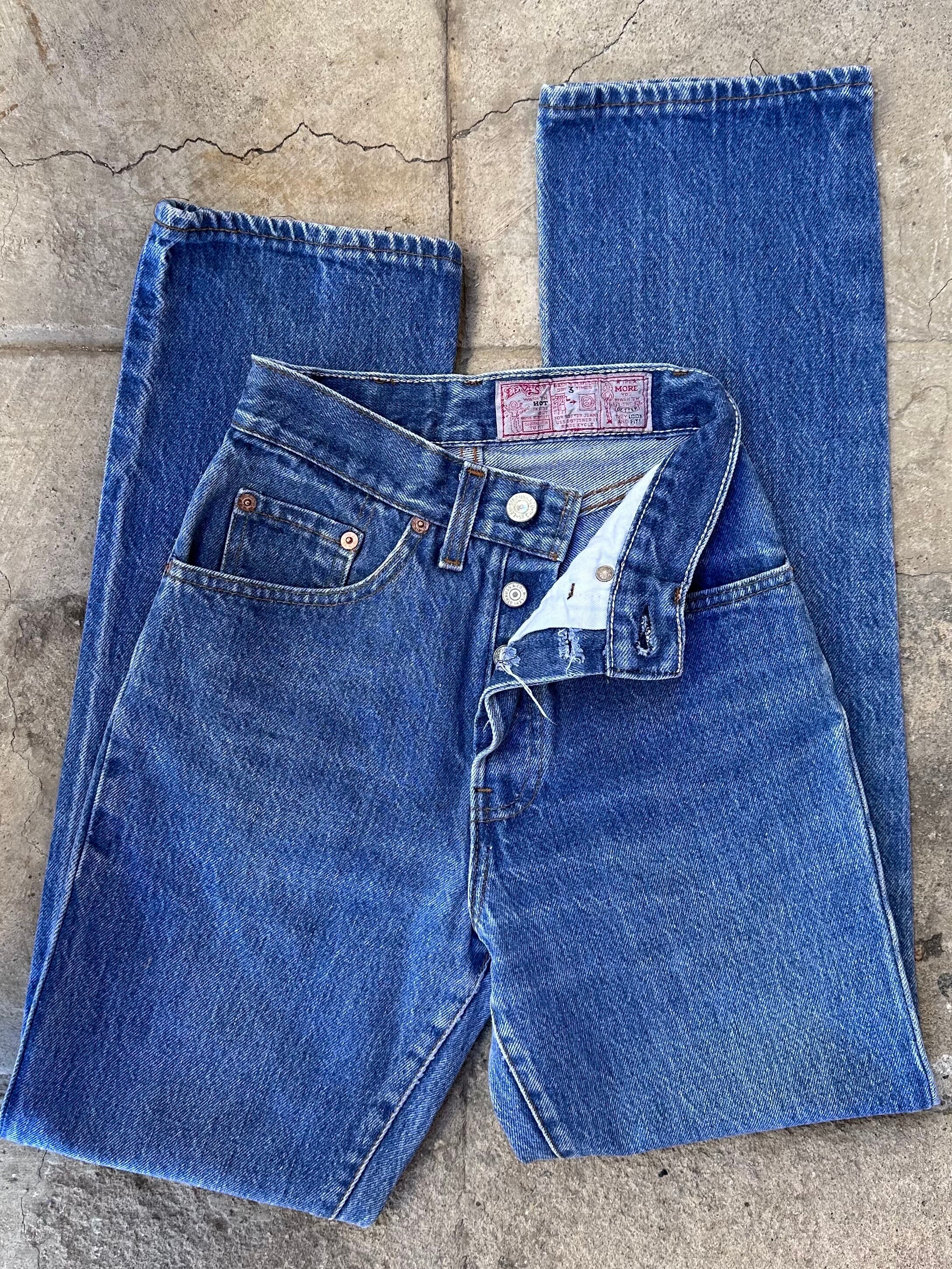 Levis 26501 Jeans W22 L29 Vintage Dark Blue Raw Washed 80s 