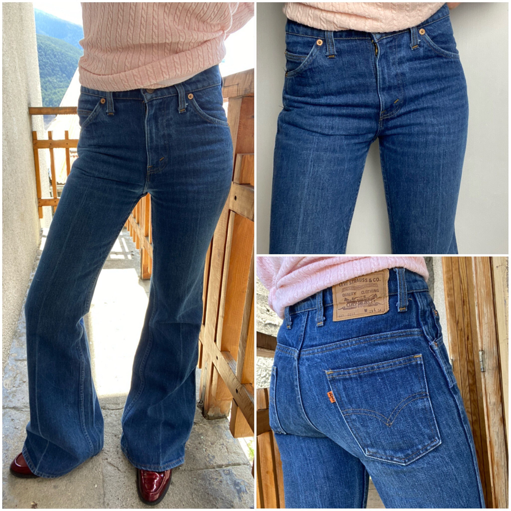 Vintage Levis 637-0217 W25 L33 Flare Orange Tab 1970s Bell Vintage Levis 637-0217 W25 L33 Flare Orange Tab 1970s Bell