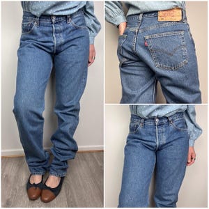 Levi’s 501 vintage w30 L35 jeans 501s azul oscuro lavado a la piedra Levi’s pierna recta cierre de botones corte regular