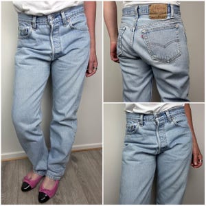 Levis 501xx Vintage W30 L31 Jeans Light Blue Stonewash Faded Late
