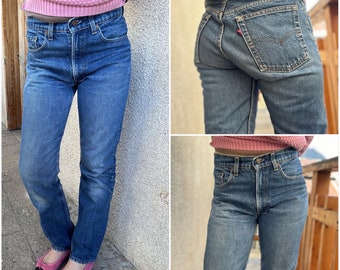 Vintage Levis 505 W27/28 L30 dunkelblaue rohe gewaschene Jeans 80er Levi's Denim gerades Bein USA