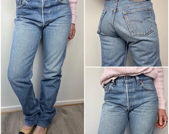 Levi's 501 Jeans W28 L34 Vintage Blue Stonewash Straight Leg Levi's 501 Jeans W28 L34 Vintage Blue Stonewash Straight Leg