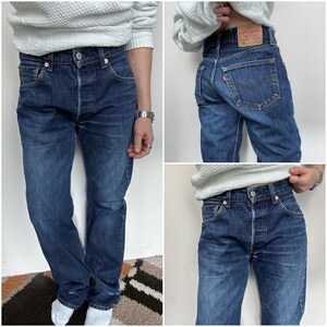 Levi's 501 jeans w30 L32 vintage 501s dark blue raw washed Levis denim buttonfly straight leg