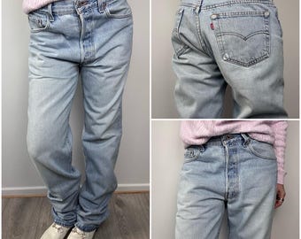 Jean Levi's 501 W28 L30 Vintage Denim Straight Washed Y2k 90s Blue