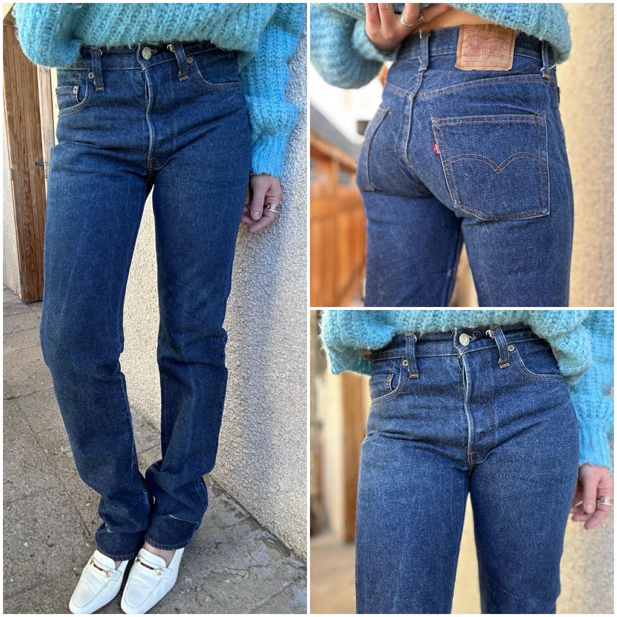 リーバイス 501 ヴィンテージ w26 L33 未加工 ダークブルー ジーンズ 