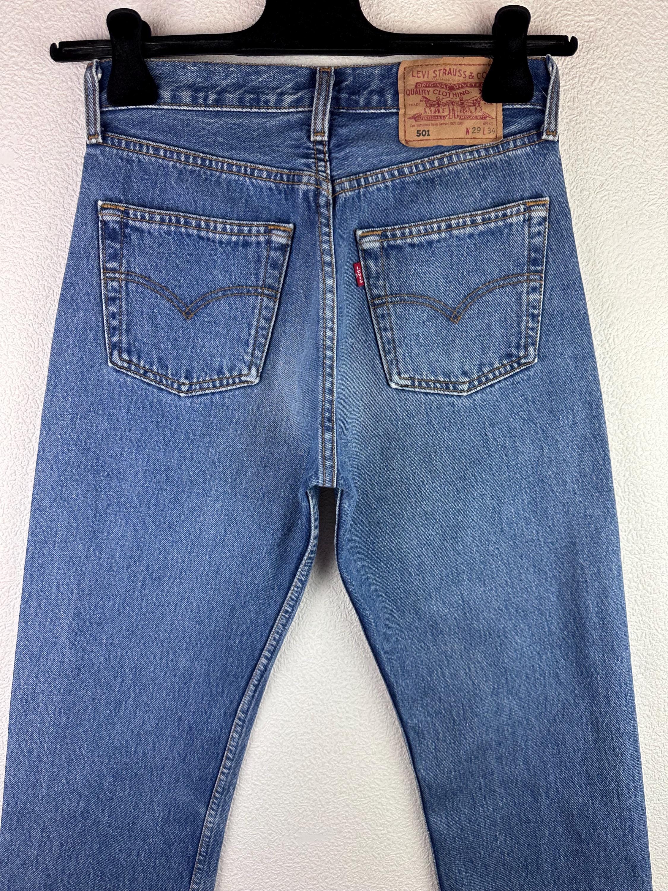 Levi's 501 Vintage W27 L34 Jeans, 501s Medium Blue Stonewash Faded