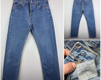 Levi's 501 Student Jeans W25 L32 Vintage Black Washed 90s Straight