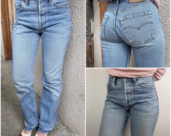 Levis 501 Jeans W26 L33 Vintage 501s Blue Stonewash verblasst 80er Levi's Denim gerades Bein Knopfleiste USA 1986