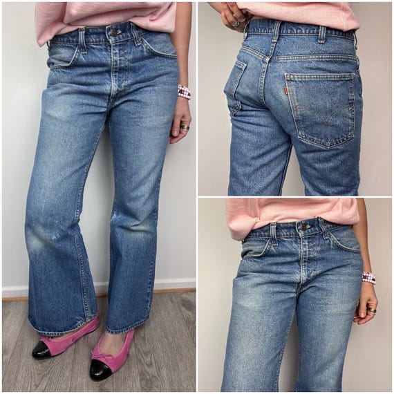 Levis 684-0217 Vintage W28 L28 Flared Jeans Medium Blue Stonewash 