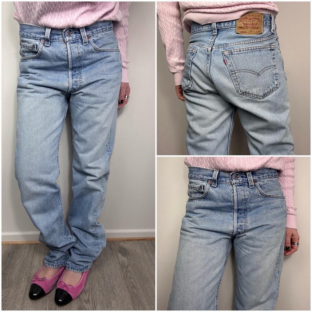 Levis 501xx Vintage W30 L33 Blue Stonewash Jeans 90s Straight Leg