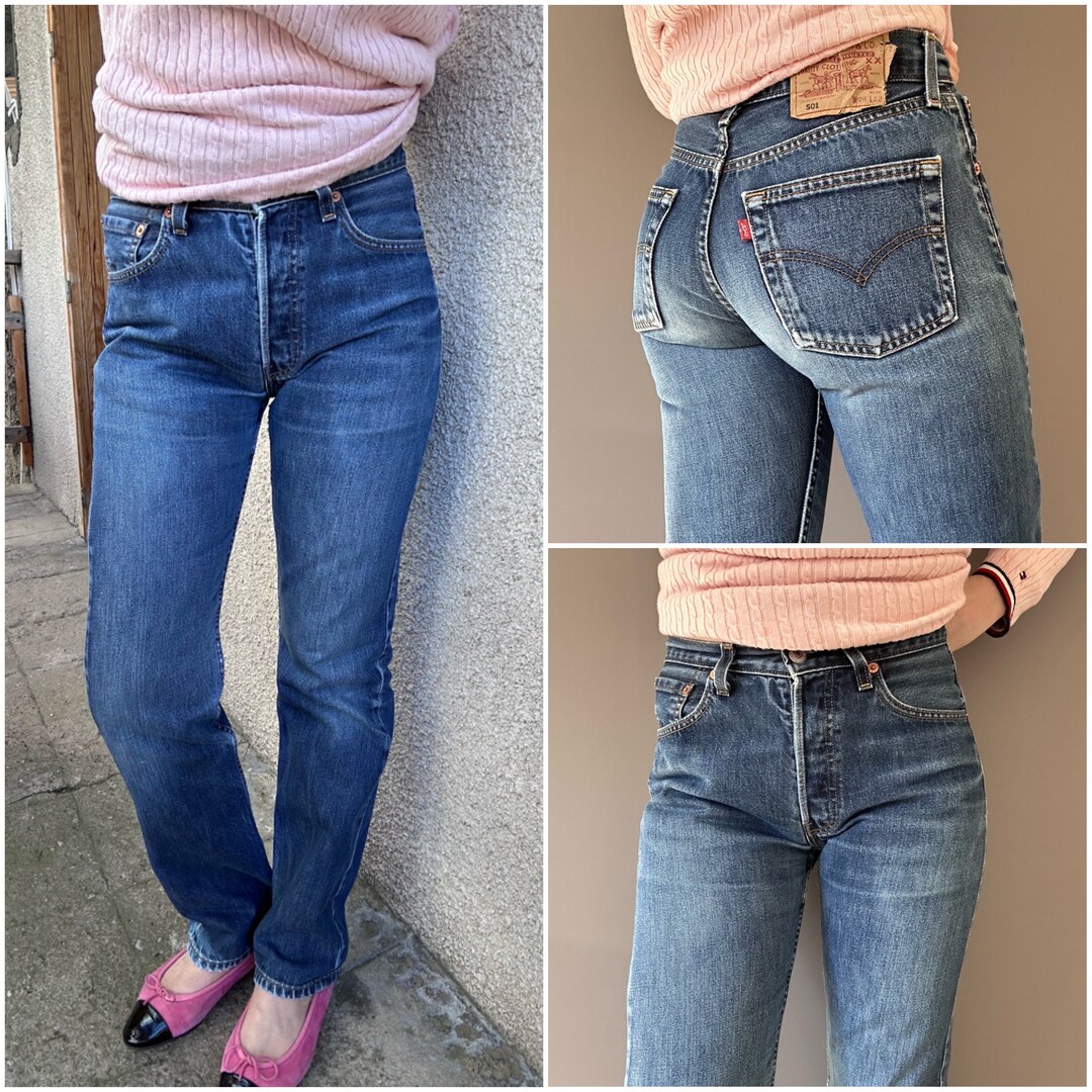 Levi's 501 straight denim pants for men, equivalent to w30 cotton blue type Vintage Second Hand