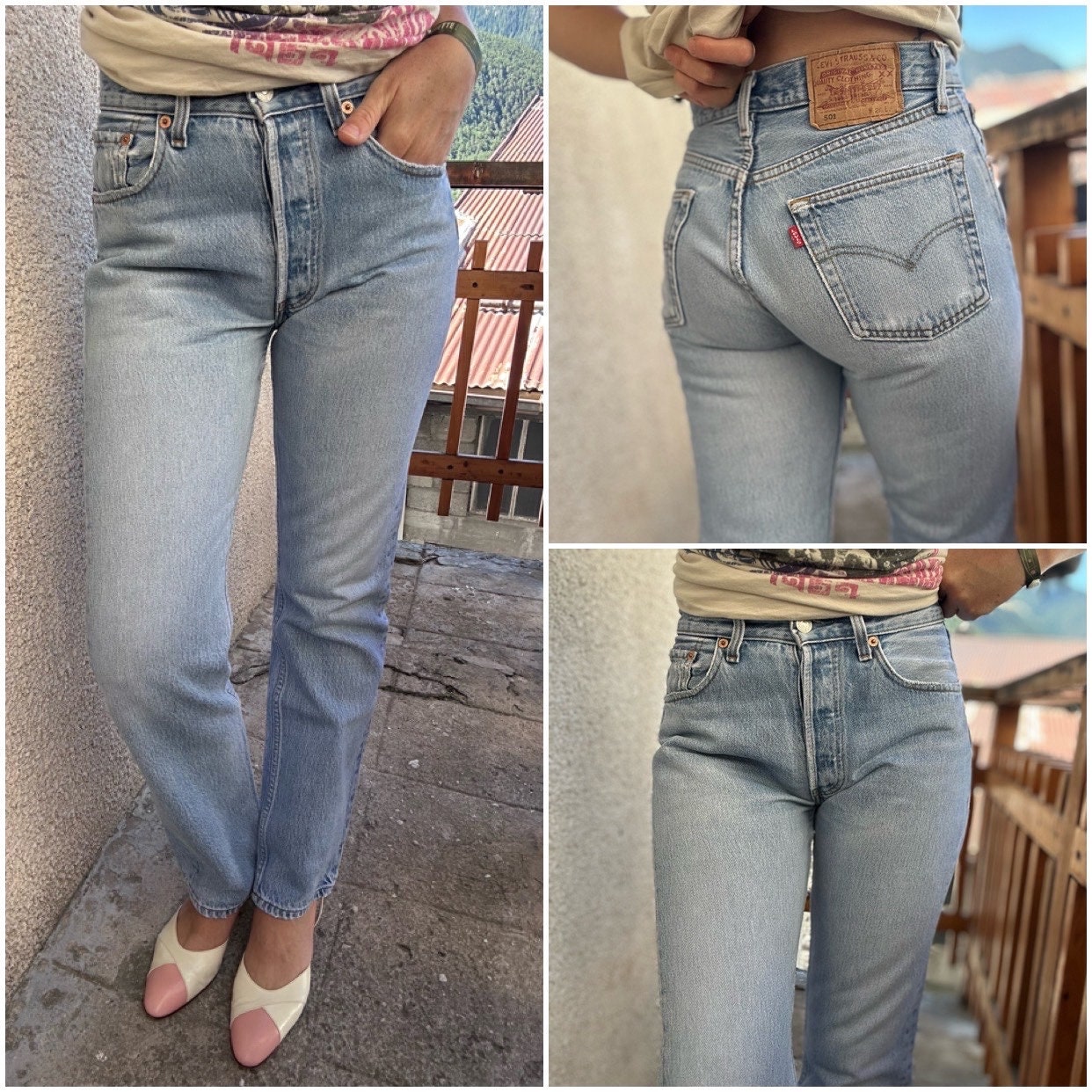 Levis 501 Vintage W26 L30 Jeans 501s Blue Stonewash Faded 90s 