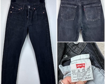 Levi's 501 Student Jeans W25 L32 Vintage Black Washed 90s Straight