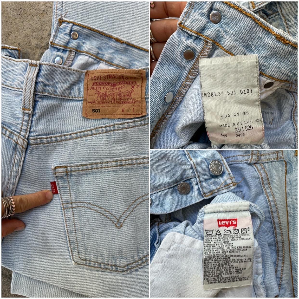Levis 501 Vintage W26 L34 Jeans 501s Light Blue Stonewash Faded