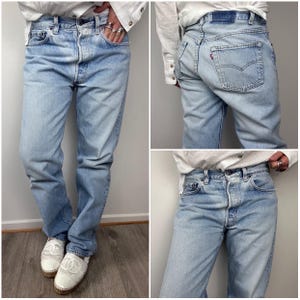 Levis 501 vintage w30 L31 blue stonewash jeans 80s straight leg buttonfly Levi's denim USA