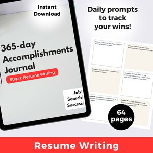 Journal Career Accomplishments | Instant Download PDF for Resume Prep | Interview Help | Job Search Success | Career and Role Reflection