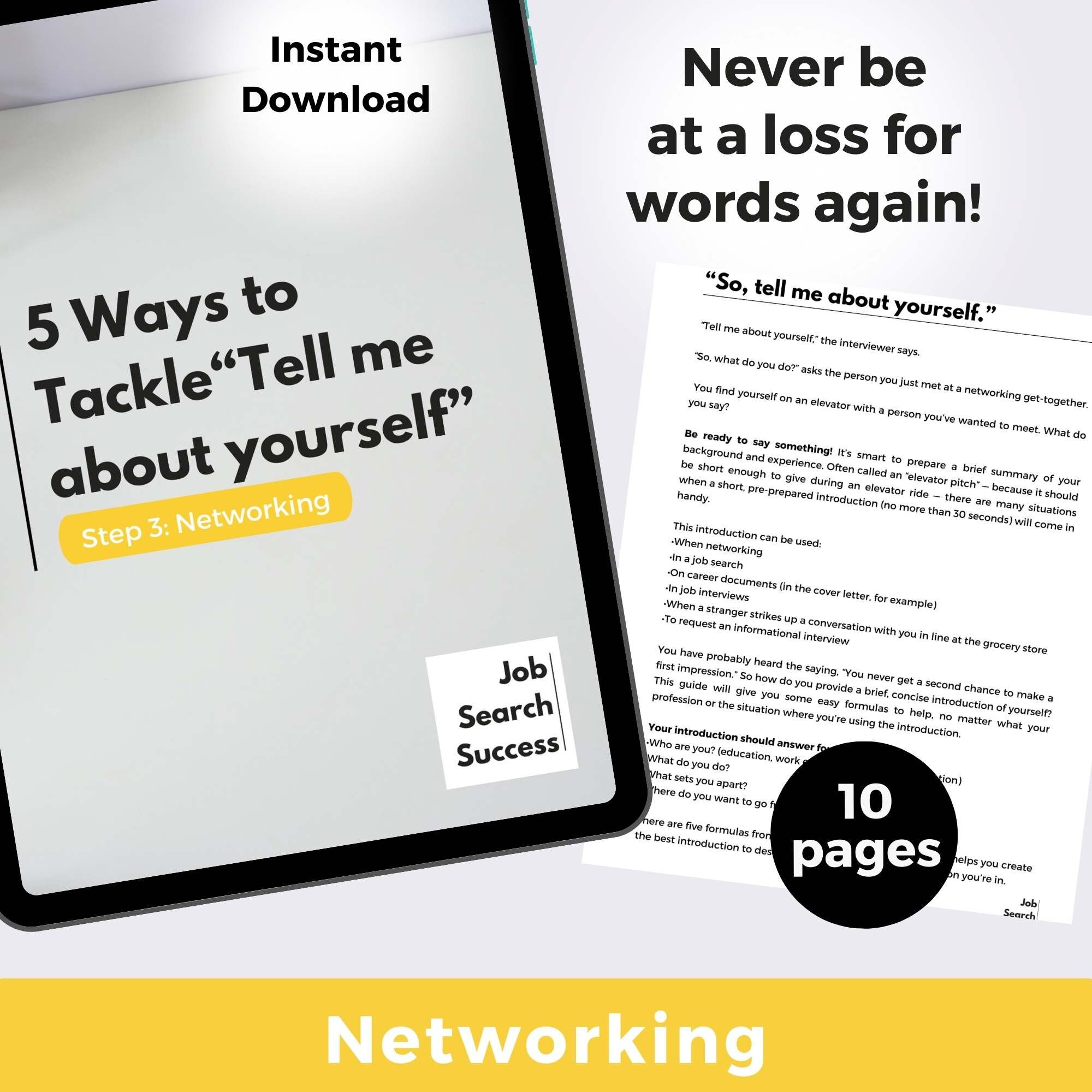 Interview Prep Guide Instant Download PDF Workbook Networking Success ...