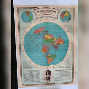 Luftzeitkarte der Welt (Polarprojektion)