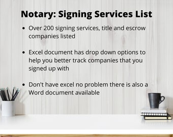 Notary: Signing Services List