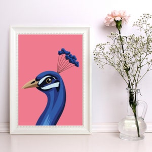 Peacock Wall Art | Peacock Art Print | Peacock Poster | Animal Wall Art | Boho Art | Mid-Century Modern Art | Home Office Printable Wall Art