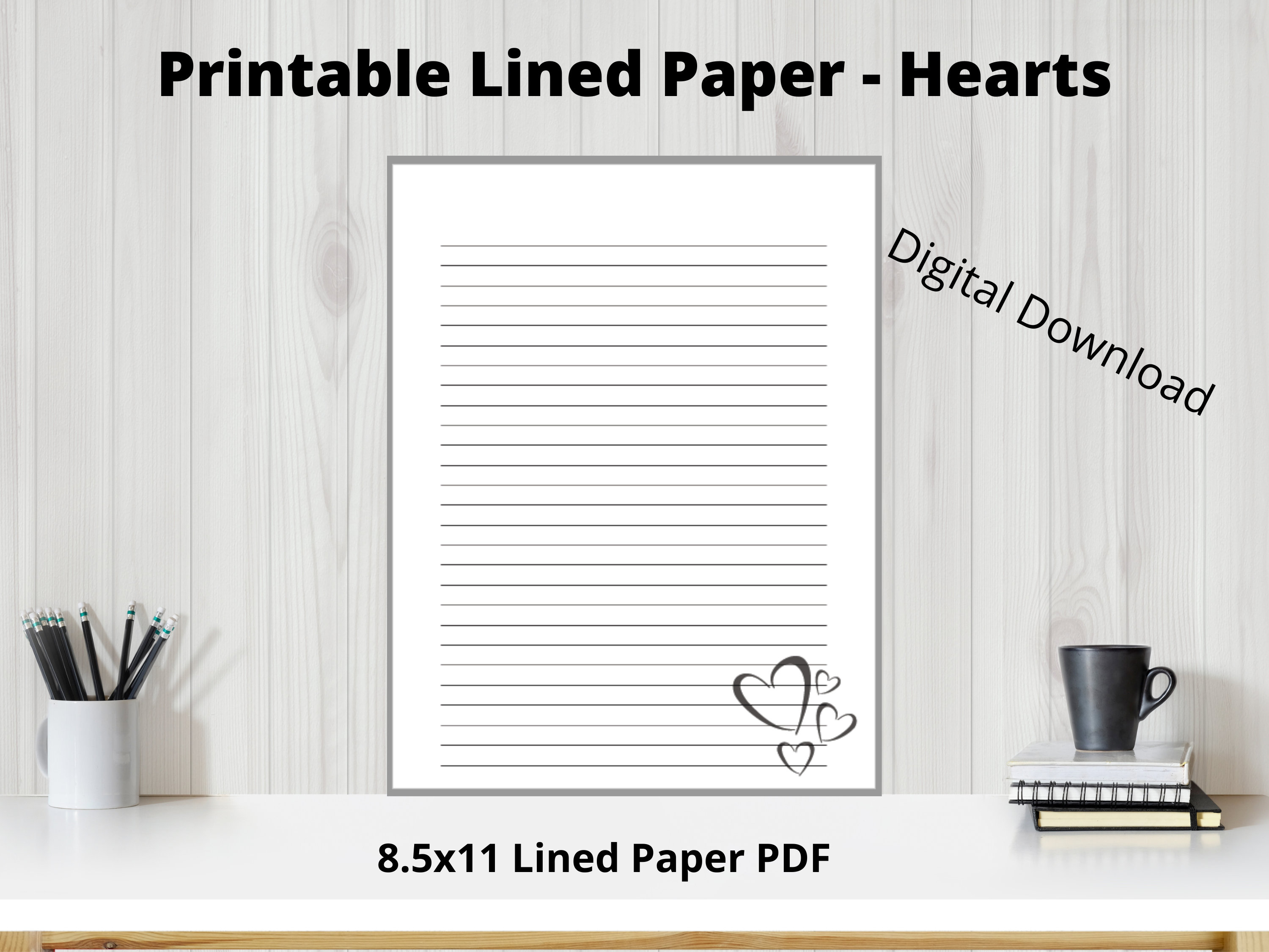 Printable Lined Paper Hearts | Etsy