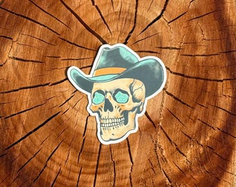 Turquoise Cowboy Skull Sticker: Western Southwestern Decor