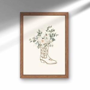 Floral Cowboy Boot Watercolor Art Print: Western Decor (Digital Download)
