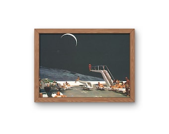 Surreal Space Collage Art Print: Retrofuturism, 1960s Decor