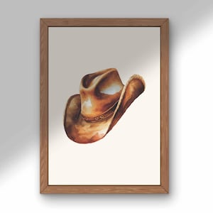 Brown Cowboy Hat Art Print, Western PRINTABLE Art, Vintage Western Prints, Brown Watercolor Cowboy Hat, Rustic Style Cowboy Western Art