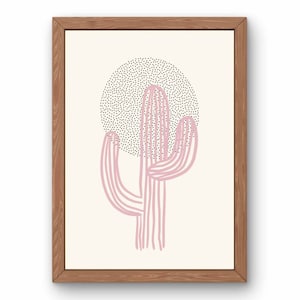 Pink Abstract Cactus Print, Southwestern Wall Art, Desert Landscape Print, Minimal Boho Western Art, PRINTABLE wall art, Pink Cactus Print