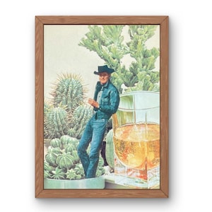 Cowboy Collage Print, vintage cowboy art, howdy wall art, vintage western, cowgirl decor, retro cowboy