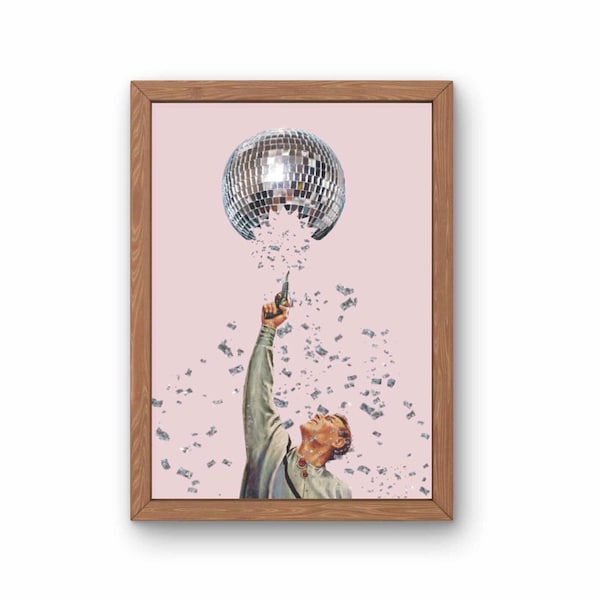 Disco Isn’t Dead Retro Collage, Surreal Disco Collage, Trendy Disco Wall Art, Trippy Wall Art, Vintage Retro Collage, Retro Futurism Print