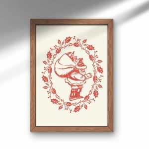 Red Santa Illustration Art Print, PRINTABLE Christmas Wall Art, Classic Santa Christmas Decor, Vintage Santa Wall Art, Retro Santa Wall Art
