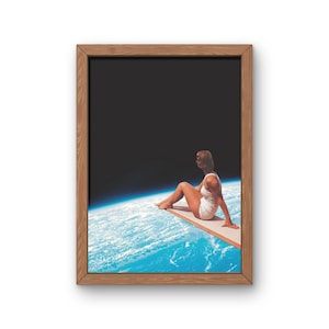 Surreal Vintage Collage Art Print, Surreal Art, Retro Art, Vintage Art, Retro Collage, Space Art, 1960s Pinup Decor, Collage Art Print