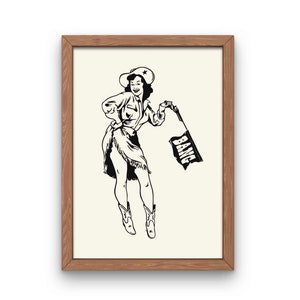 Cowgirl Art Print, Retro Cowgirl Poster, PRINTABLE, Cowboy Print, Vintage Western Decor, Pinup Cowgirl, Retro Cowboy Print, Trendy Wall Art