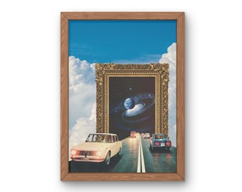 Space Portal Collage Art Print: Vintage Surrealism