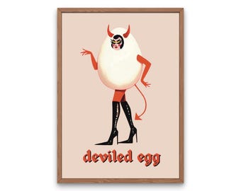 Funny Deviled Egg Art Print: Kitsch Kitchen Decor
