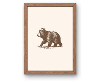 Cowboy Bear Art Print: Vintage Western Nursery Decor (Digital Download