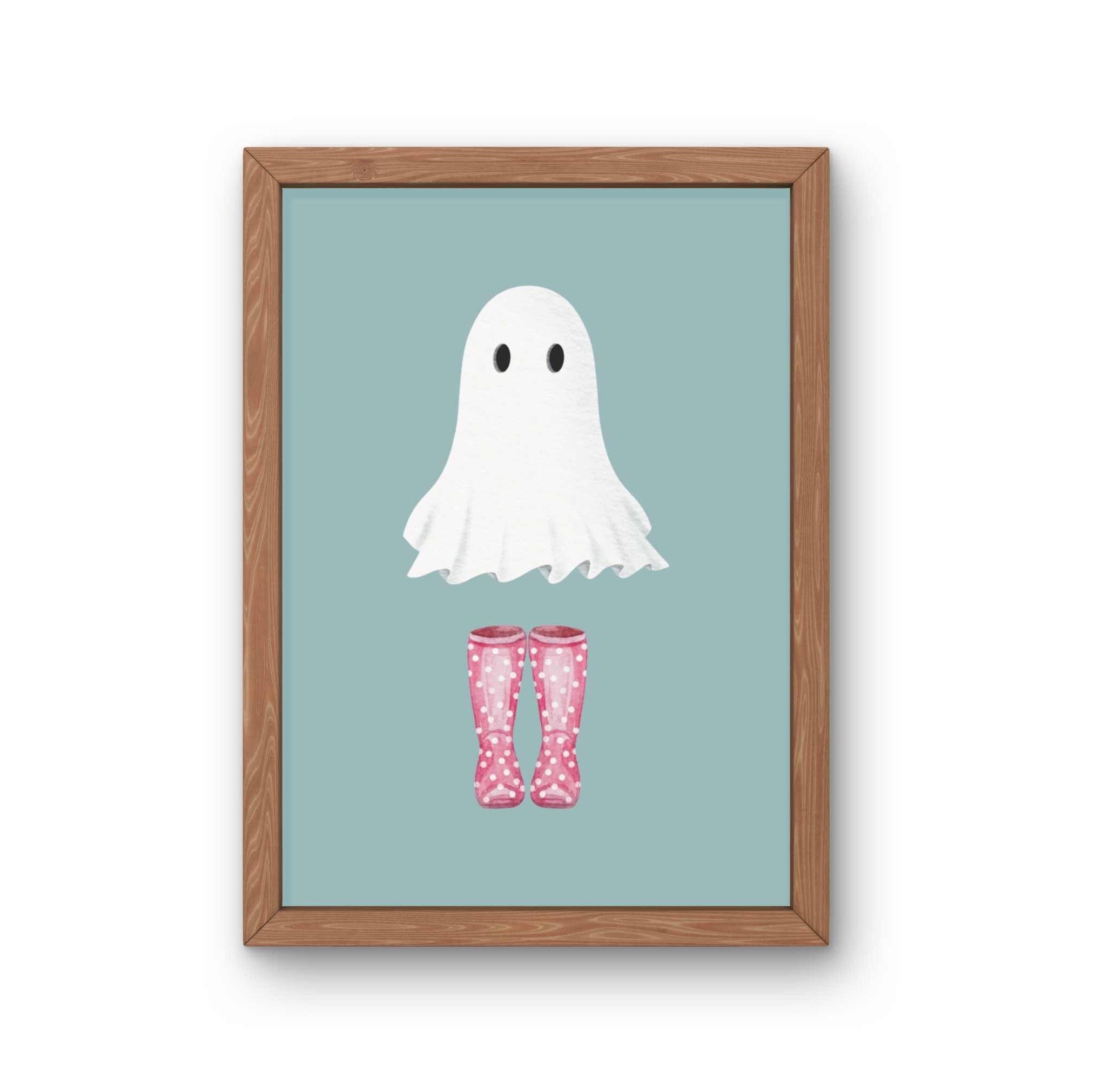 Ghost in Rain Boots Art Print, PRINTABLE Cute Ghost Art