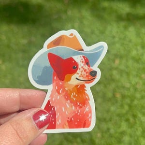 Red Heeler Sticker: Cowboy Hat Australian Cattle Dog Art image 1