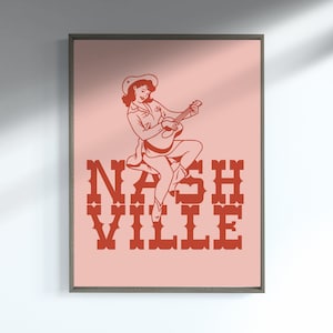 Nashville Wall Art, Nash Print, Nashville Poster, Cowgirl Print, Printable Wall Art, Digital Download Print, Retro Wall Art, Nash Art