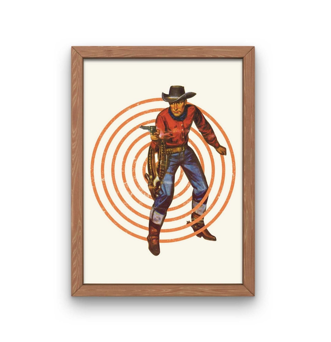 Pulp Cowboy Collage Print, Western Decor, Cowboy Print, Vintage Western