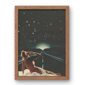 Surreal Sci-fi Retro Collage Print, Surreal Art, Retro Art, Vintage Collage, Space Collage Art, Trippy Wall Art, Surrealism Art, Varga Girl